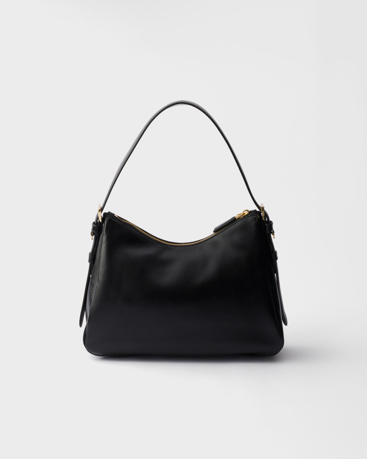 Prada Zip Shoulder Bag, Black Calf Leather