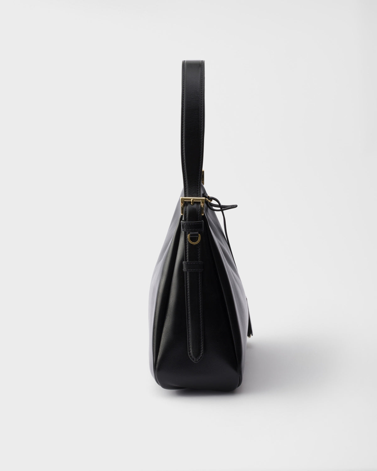 Prada Zip Shoulder Bag, Black Calf Leather
