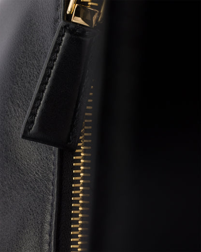 Prada Zip Shoulder Bag, Black Calf Leather