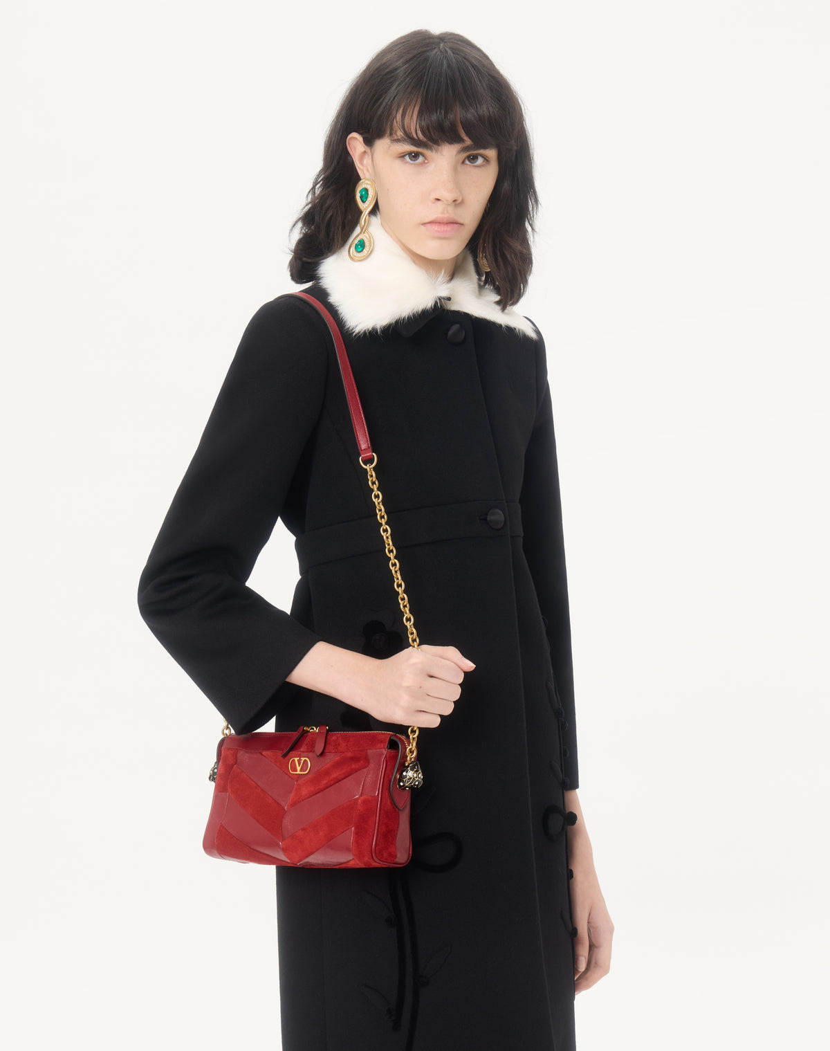 Valentino Garavani Bag, Red Calf Leather & Suede