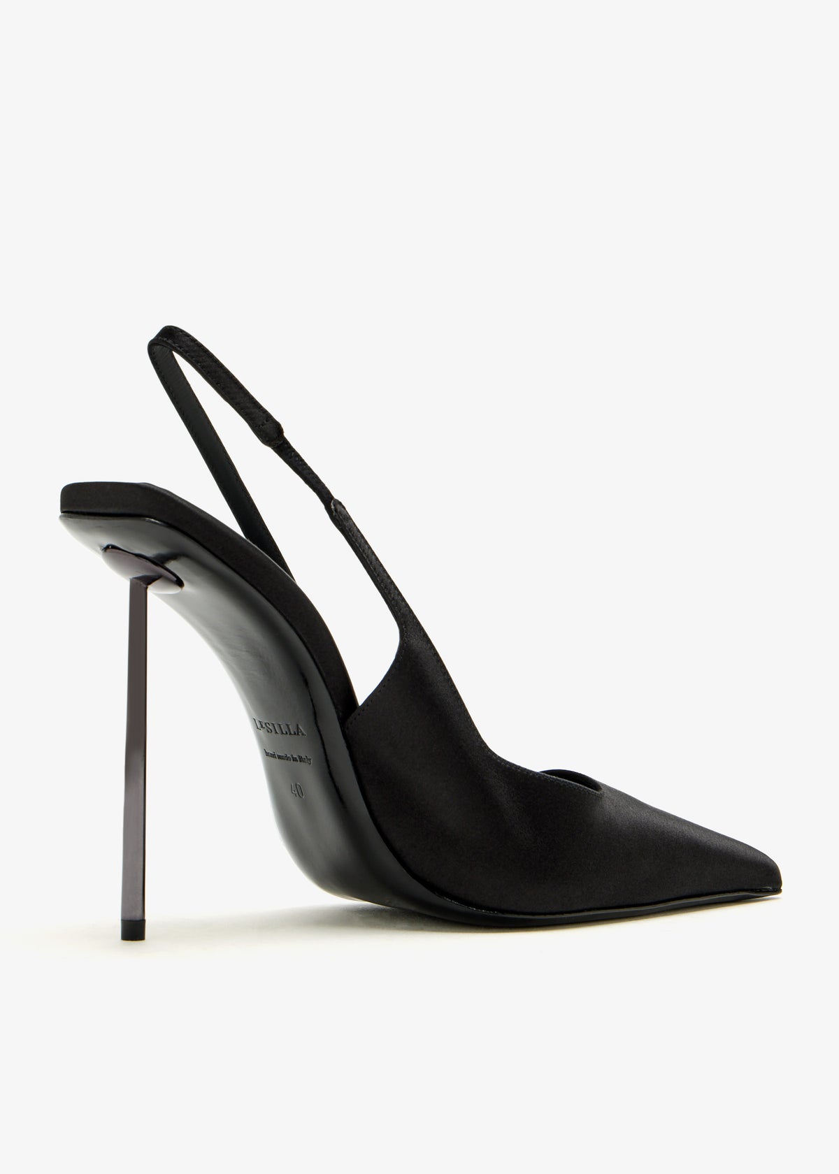 Le Silla Evening Pumps, Black Silk Satin