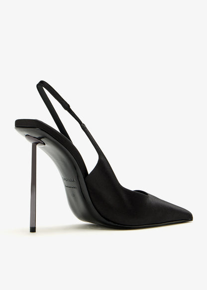 Le Silla Evening Pumps, Black Silk Satin