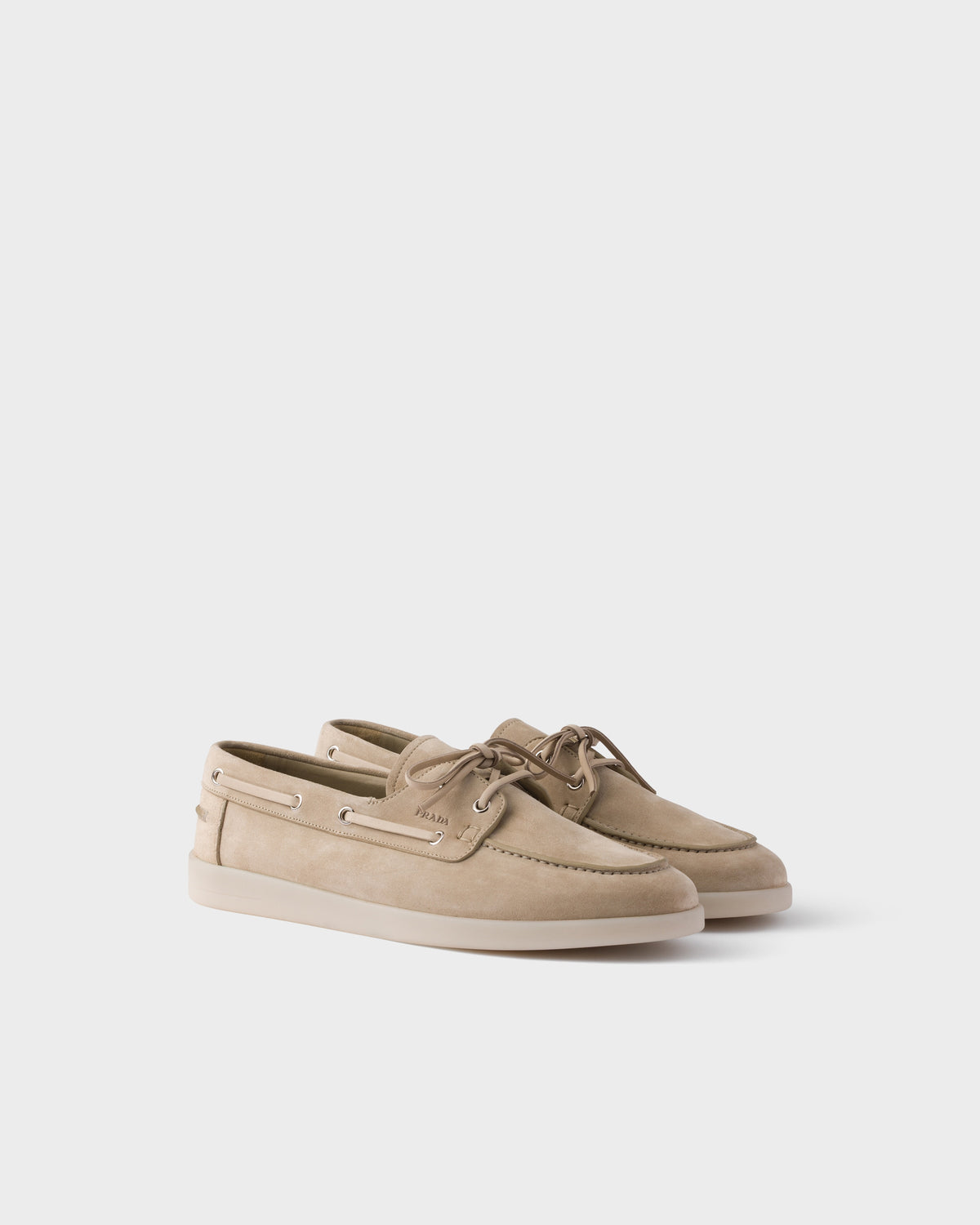Prada Suede Loafers, Beige Calfskin