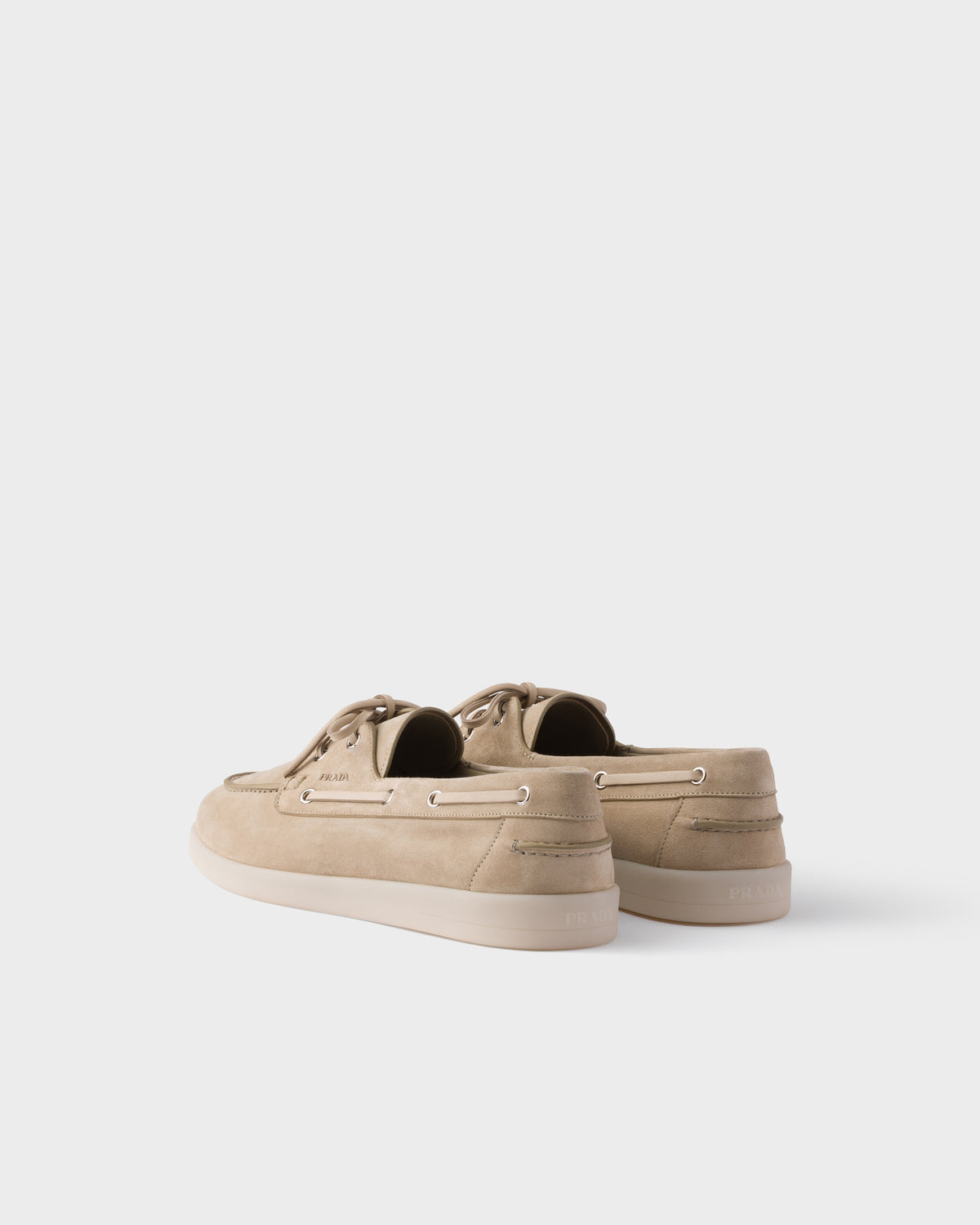 Prada Suede Loafers, Beige Calfskin