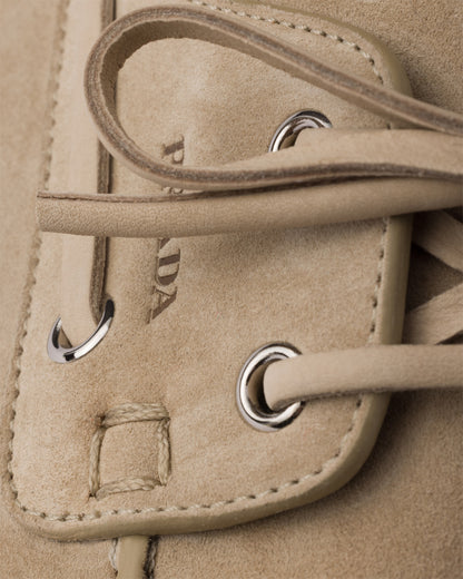 Prada Suede Loafers, Beige Calfskin