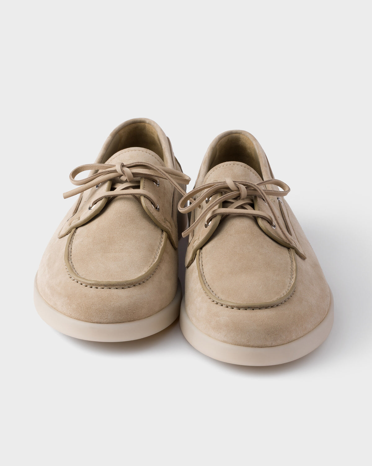 Prada Suede Loafers, Beige Calfskin