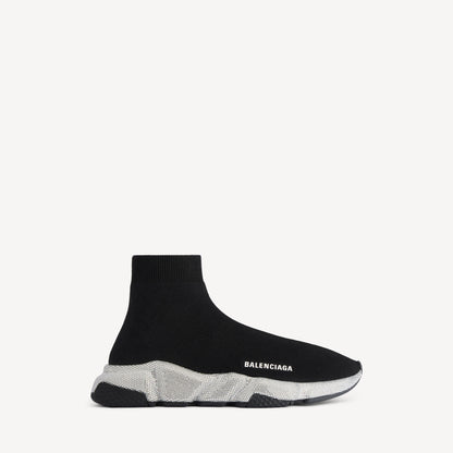 حذاء رياضي Speed من Balenciaga، تريكو أسود بالكريستال