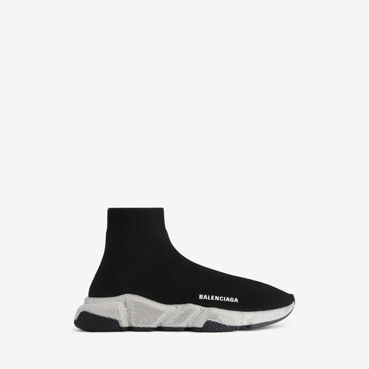 حذاء رياضي Speed من Balenciaga، تريكو أسود بالكريستال