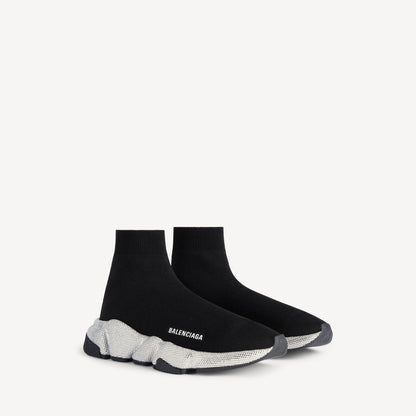حذاء رياضي Speed من Balenciaga، تريكو أسود بالكريستال
