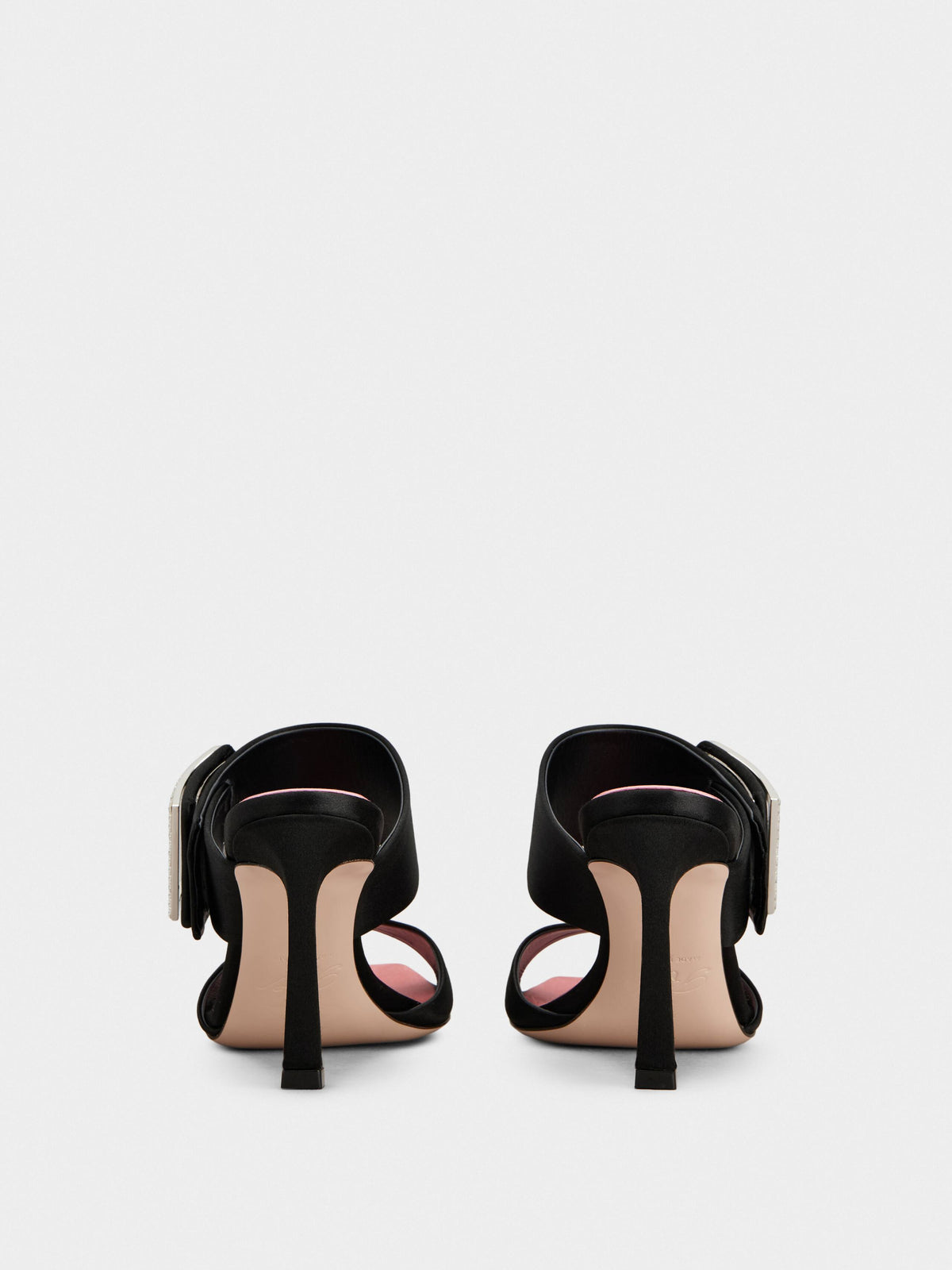 Roger Vivier Crystal Buckle Satin Pumps, Black