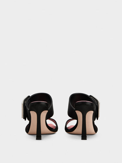 Roger Vivier Crystal Buckle Satin Pumps, Black