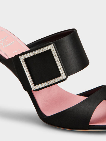 Roger Vivier Crystal Buckle Satin Pumps, Black