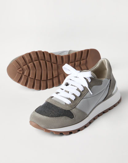 حذاء رياضي Runner من Brunello Cucinelli، قماش تقني رمادي