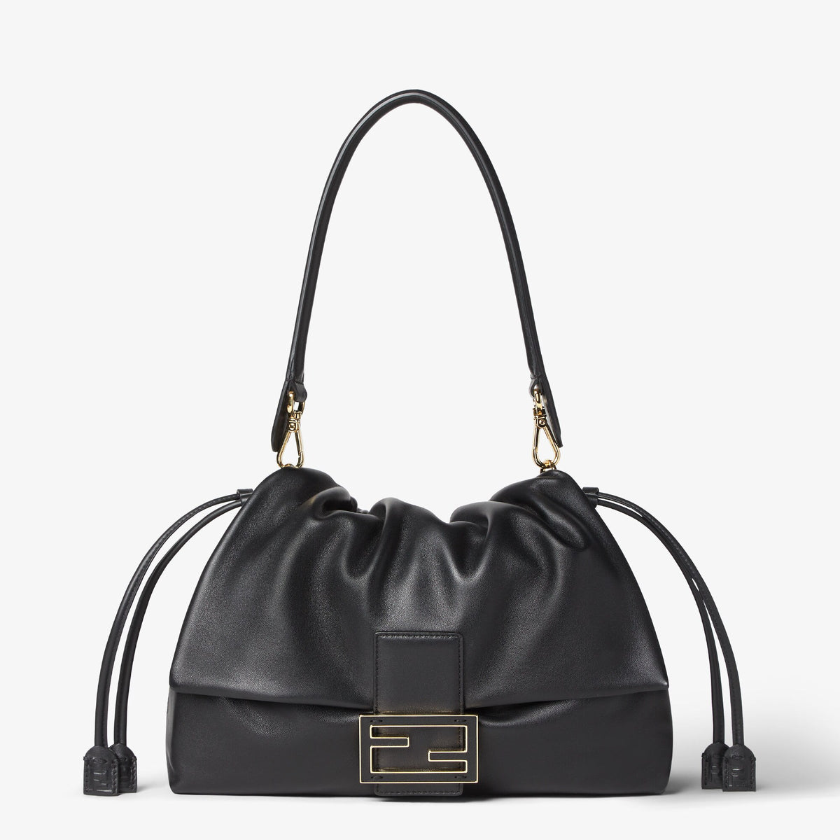 Fendi Mamma Baguette Large Shoulder Bag, Black Nappa