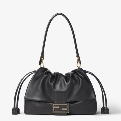 Fendi Mamma Baguette Large Shoulder Bag, Black Nappa