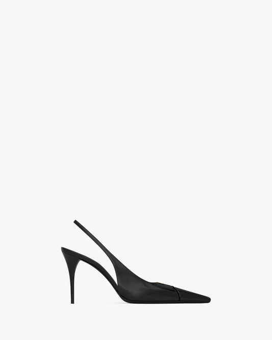 حذاء بكعب بحزام خلفي Babylone Breteuil من Saint Laurent، أسود