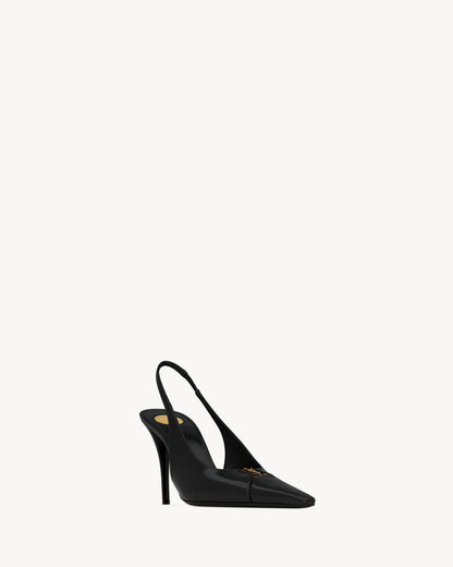 Saint Laurent Babylone Breteuil Slingback Pumps, Black
