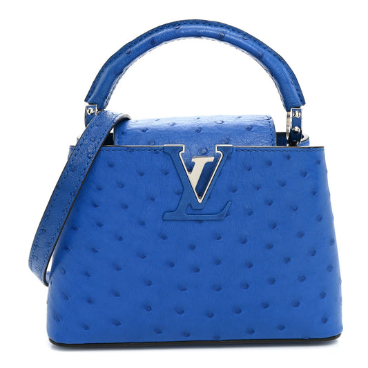 Louis Vuitton Capucines Mini Bag, Sapphire Blue Ostrich
