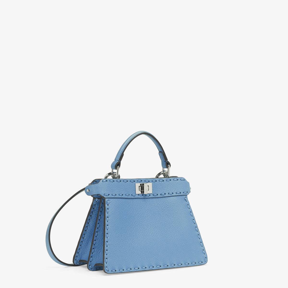 Fendi Peekaboo ISeeU Small, Blue Cuoio Romano Leather