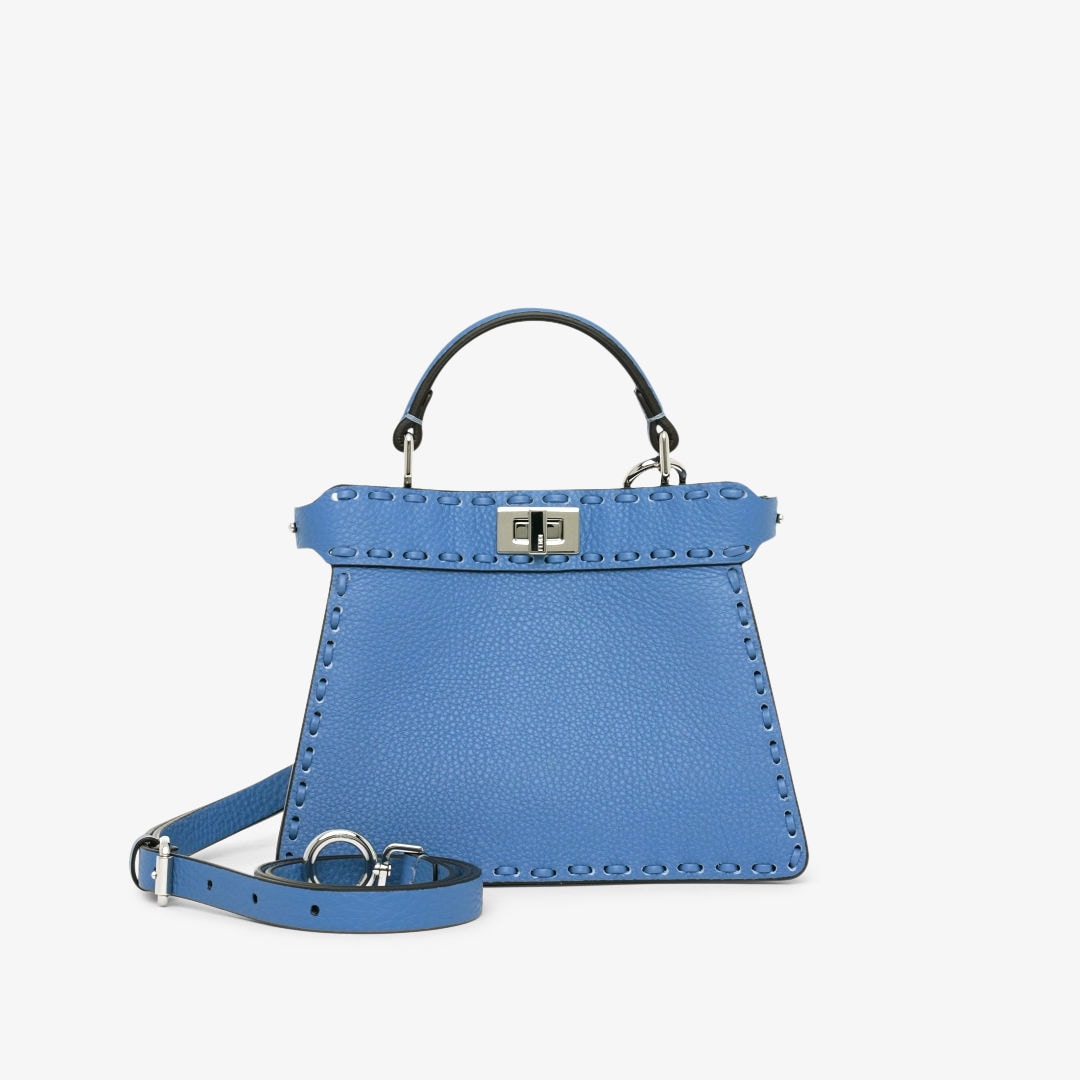 Fendi Peekaboo ISeeU Small, Blue Cuoio Romano Leather
