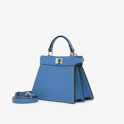Fendi Peekaboo ISeeU Small, Blue Cuoio Romano Leather