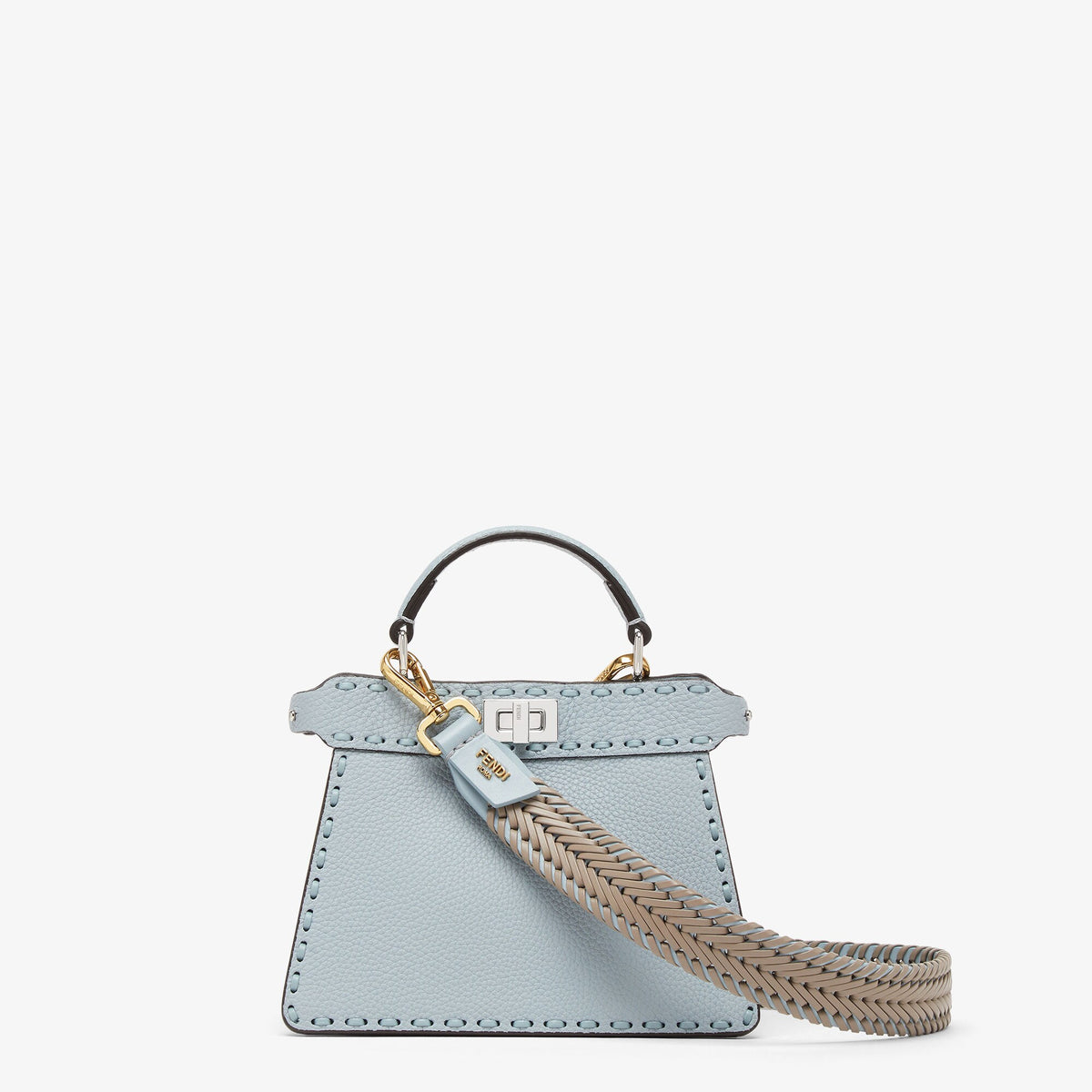 Fendi Peekaboo ISeeU Small Bag, Light Blue Leather