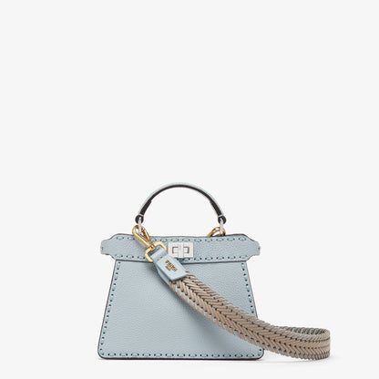 Fendi Peekaboo ISeeU Small Bag, Light Blue Leather
