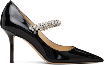 Jimmy Choo Crystal Strap Pumps 85, Black Patent