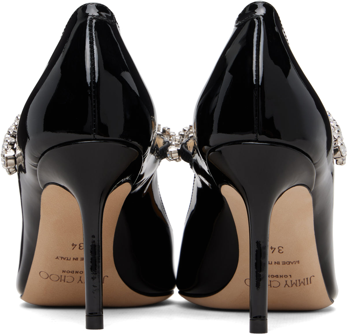Jimmy Choo Crystal Strap Pumps 85, Black Patent