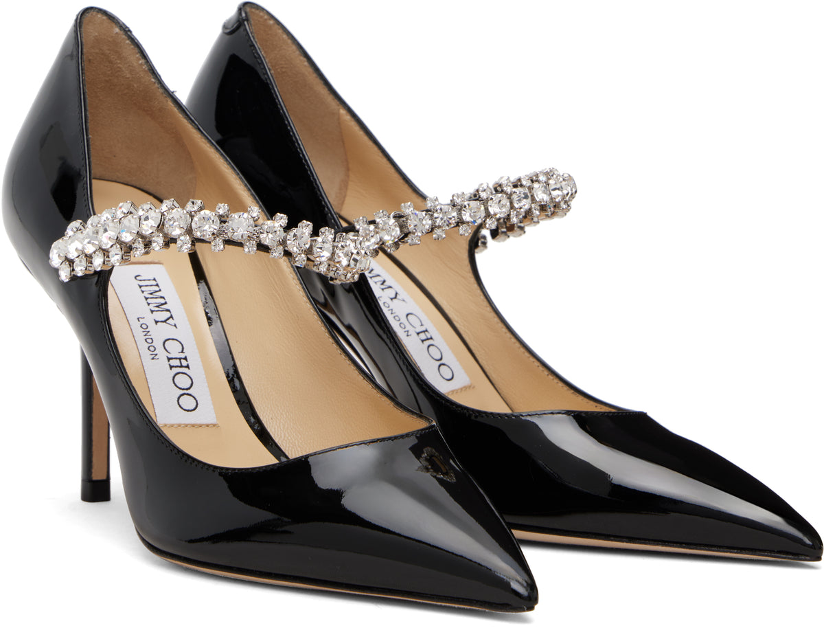 Jimmy Choo Crystal Strap Pumps 85, Black Patent