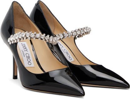 Jimmy Choo Crystal Strap Pumps 85, Black Patent