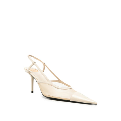 حذاء لوفر من Saint Laurent، جلد ونسيج بلون محايد