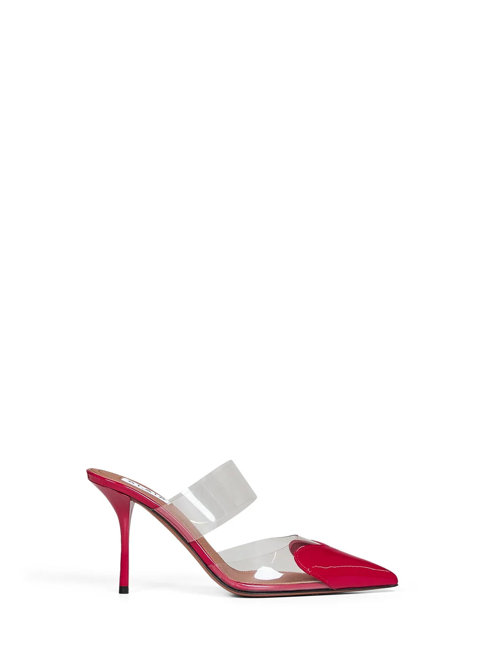 ALAÏA- Raspberry PVC and patent leather Le Cœur mules