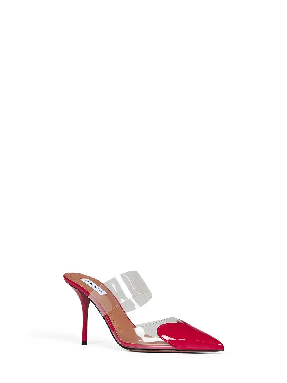 ALAÏA- Raspberry PVC and patent leather Le Cœur mules