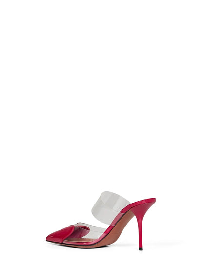 ALAÏA- Raspberry PVC and patent leather Le Cœur mules