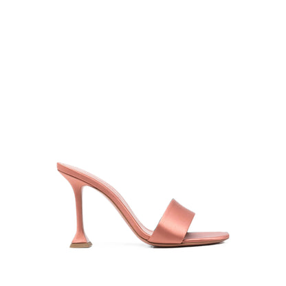 Amina Muaddi Andreea 95 mules in pink — front view | La Parisienne Qatar
