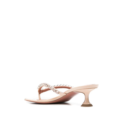 Amina Muaddi Gigi 45 pink patent leather pump — detail view | La Parisienne Qatar