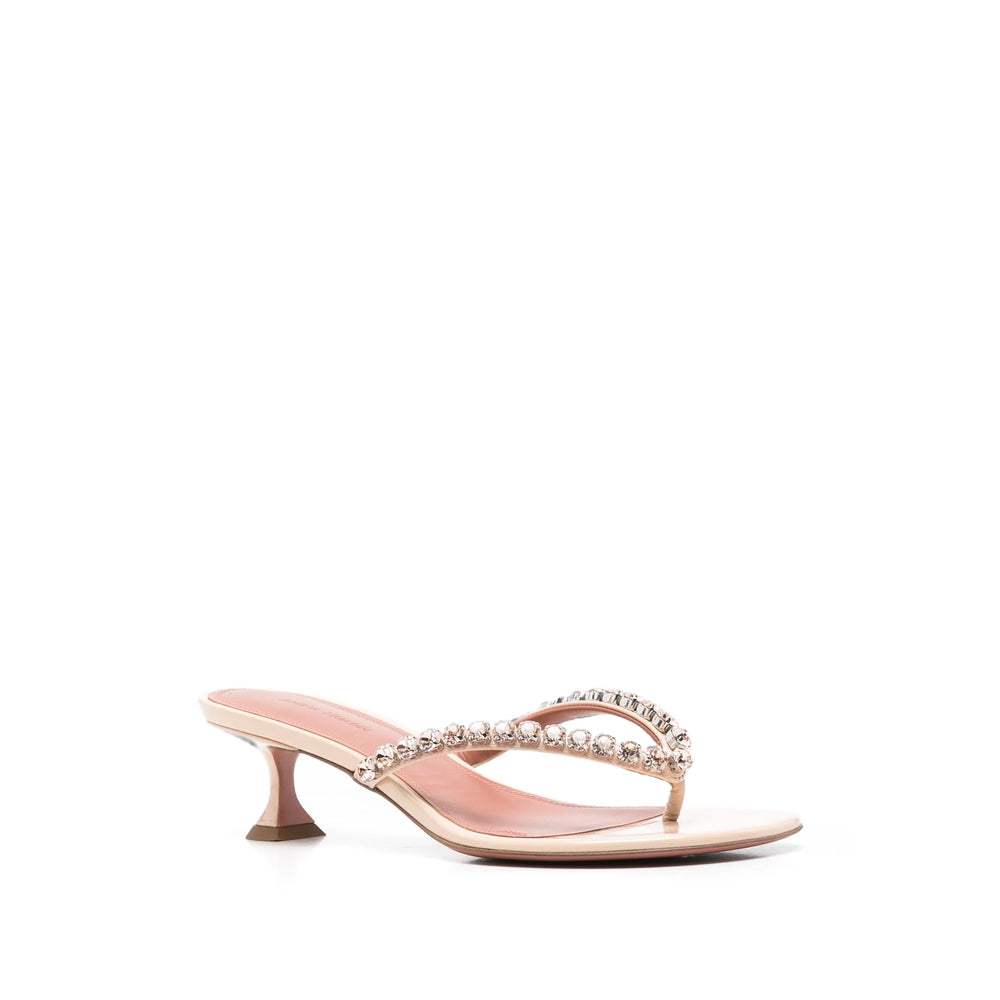 Amina Muaddi Gigi 45 pink patent leather pump — rear view | La Parisienne Qatar