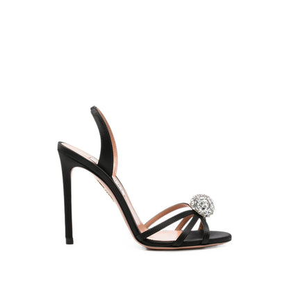 Aquazzura satin pumps in black — front view | La Parisienne Qatar