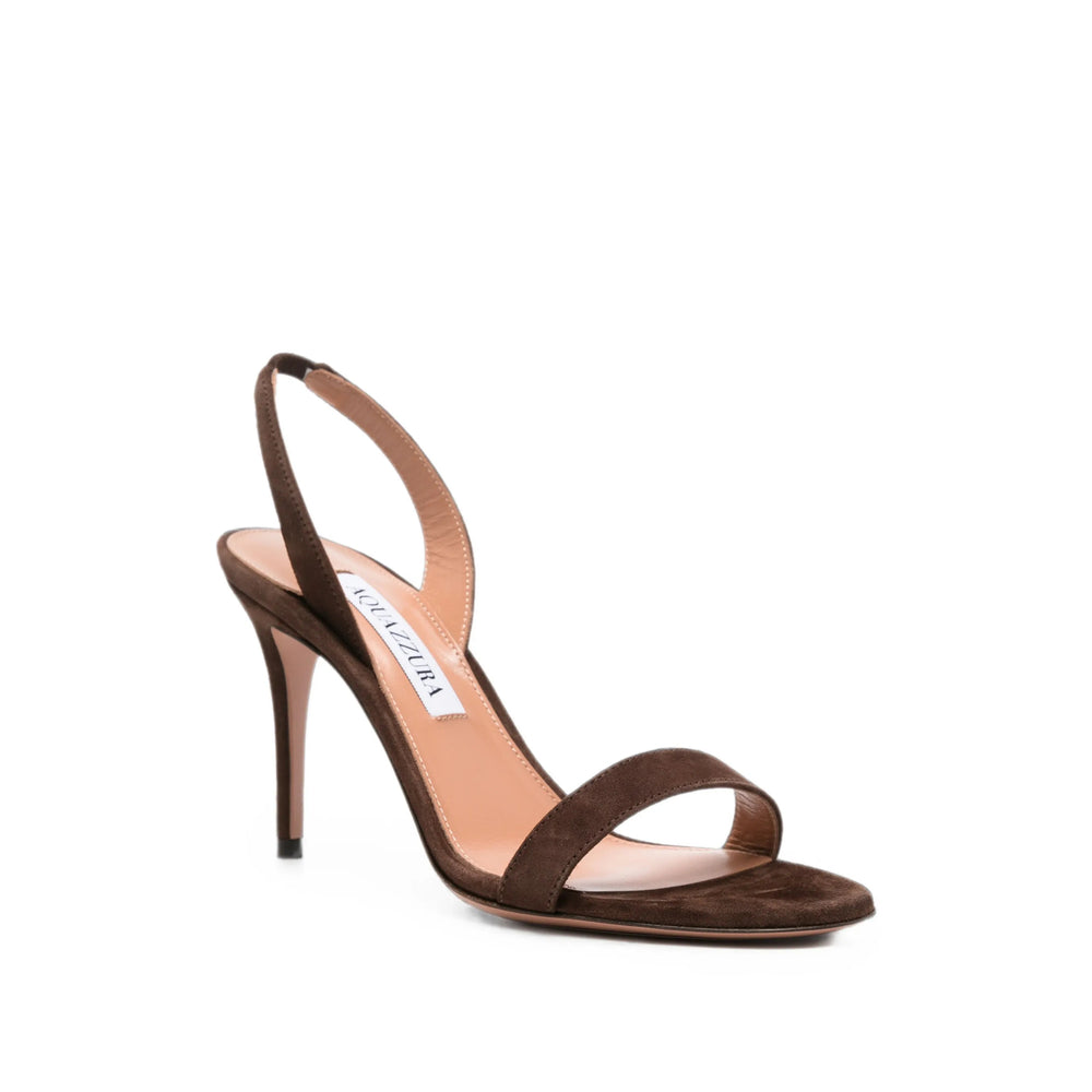 Aquazzura suede pumps in brown — rear view | La Parisienne Qatar