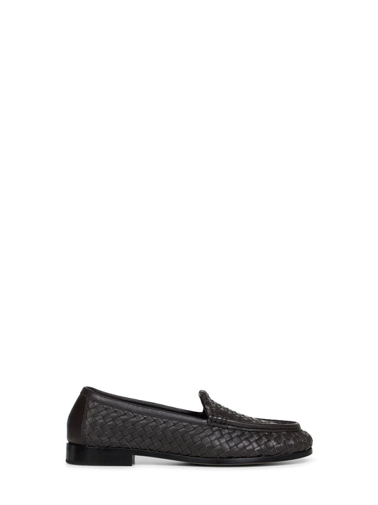 Bottega Veneta Intrecciato loafers in espresso lambskin — front view | La Parisienne Qatar