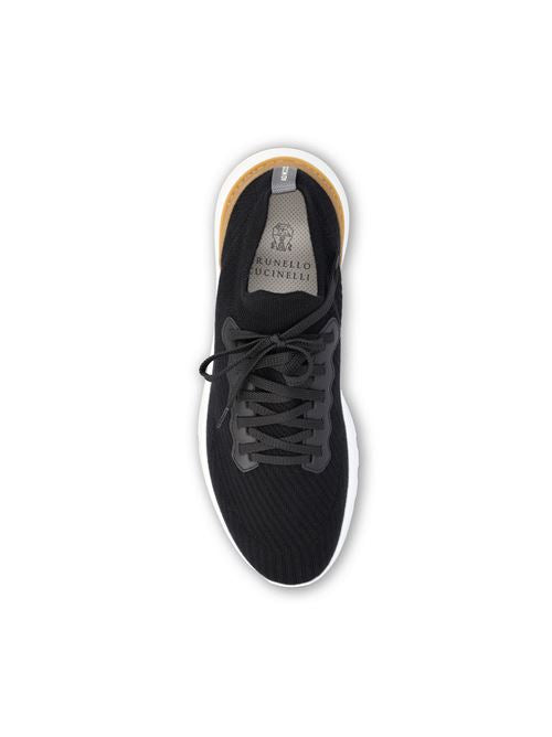 Brunello Cucinelli knitted runners in black cotton — side profile | La Parisienne Qatar