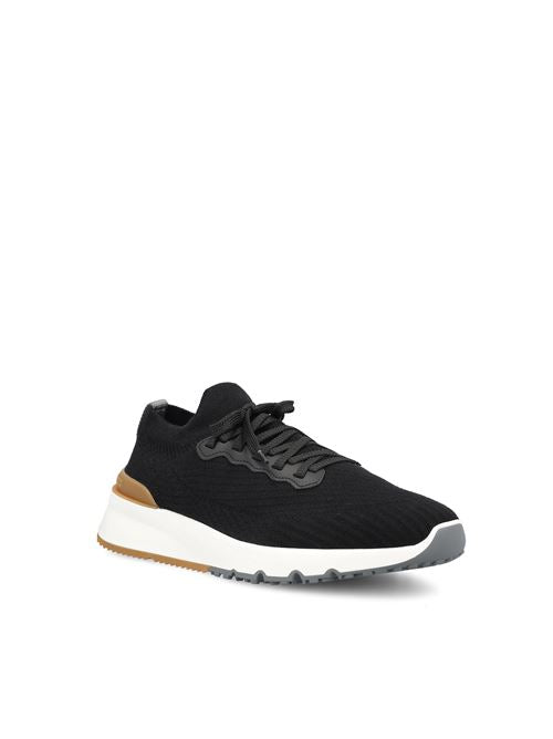 Brunello Cucinelli knitted runners in black cotton — rear view | La Parisienne Qatar