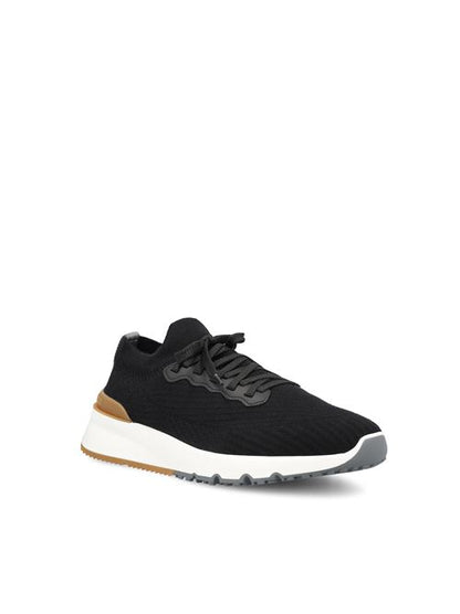 Brunello Cucinelli knitted runners in black cotton — rear view | La Parisienne Qatar