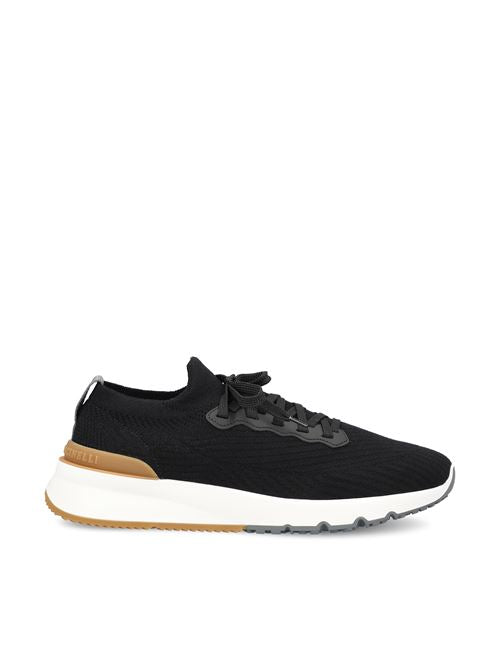 Brunello Cucinelli knitted runners in black cotton — front view | La Parisienne Qatar