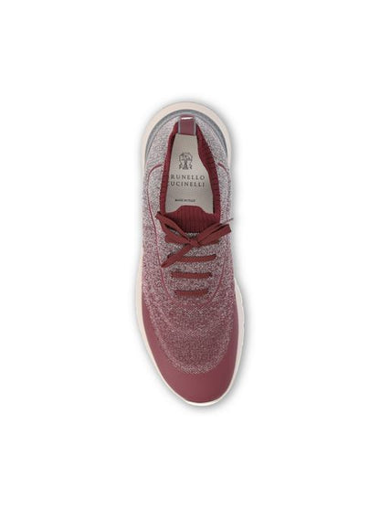 Brunello Cucinelli knitted runners in red cotton — side profile | La Parisienne Qatar