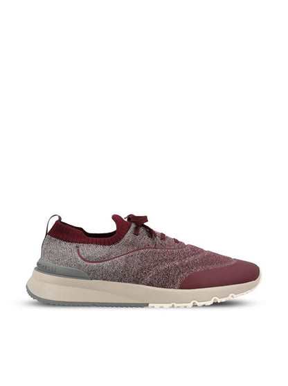 Brunello Cucinelli knitted runners in red cotton — front view | La Parisienne Qatar