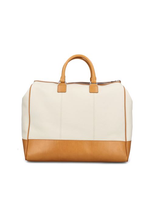 Brunello Cucinelli leather tote bag in beige and brown — rear view | La Parisienne Qatar
