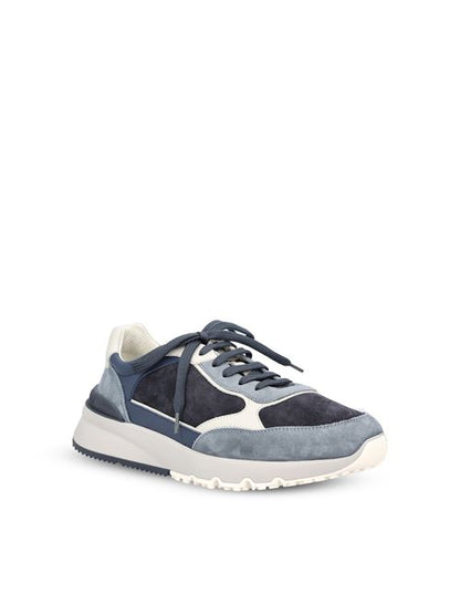Brunello Cucinelli nubuck and suede runner sneakers in light blue — rear view | La Parisienne Qatar