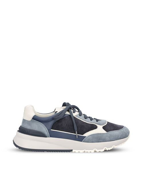Brunello Cucinelli nubuck and suede runner sneakers in light blue — front view | La Parisienne Qatar